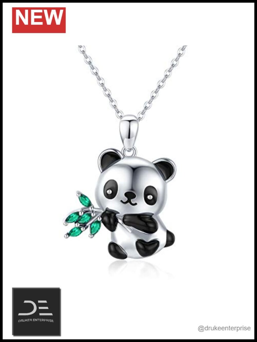 Sterling Silver Panda Pendant Necklace 18in Chain Cute Animal Jewelry Gift